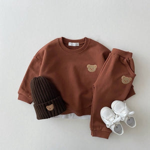 Bear Embroidery Hoodies And Pants 2 Pcs
