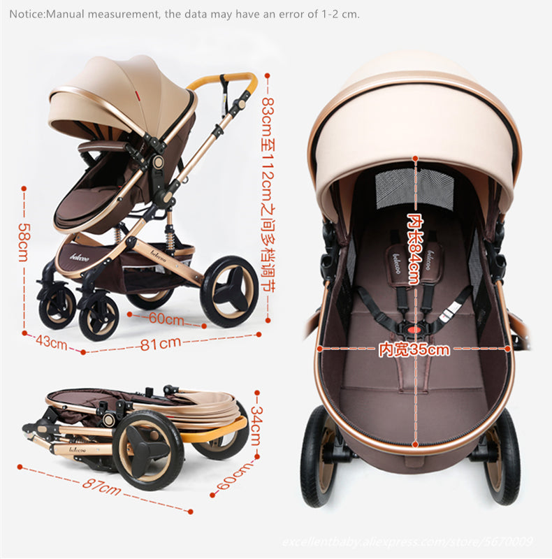 Luxury Baby Stroller 3 in 1 Portable High Landscape Reversible – Zee Baby  Boutique